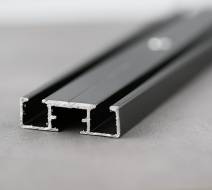 Vorhangschiene schwarz pulverbeschichtet 2-läufig, Modell 880, H / B: 12,5 / 42 mm, 